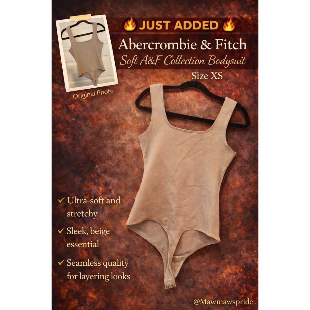 Abercrombie & Fitch Soft A&F Collection Bodysuit Beige Tan Square Neck XS